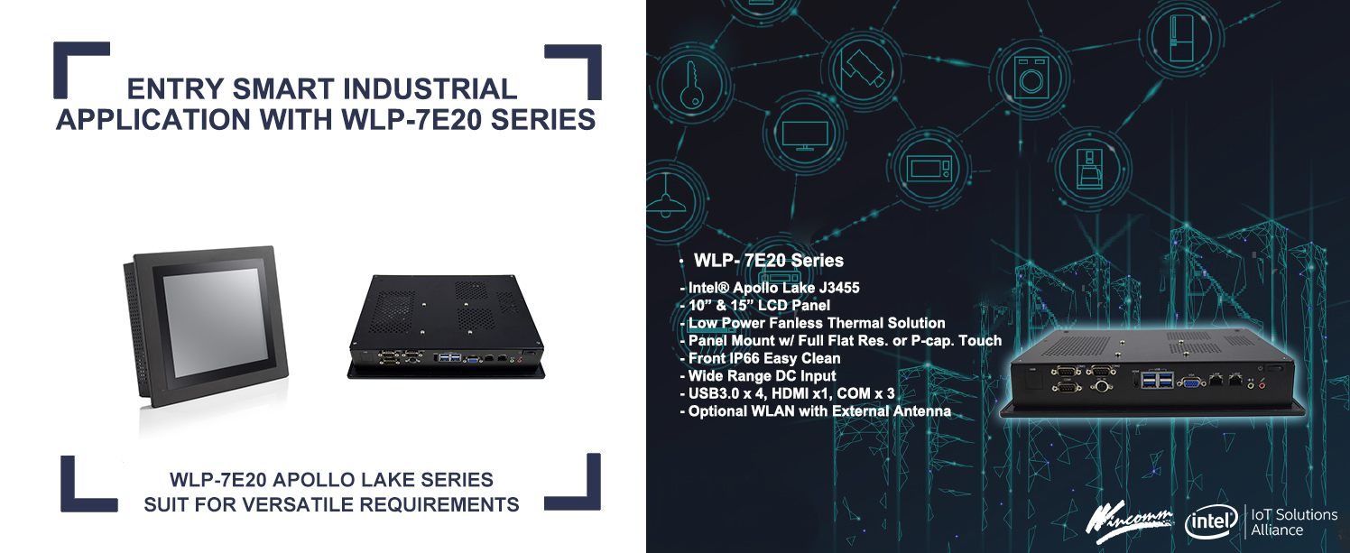 WLP-7E20 Series Industrial Fanless Touch Panel PC with Intel Apollo Lake CPU