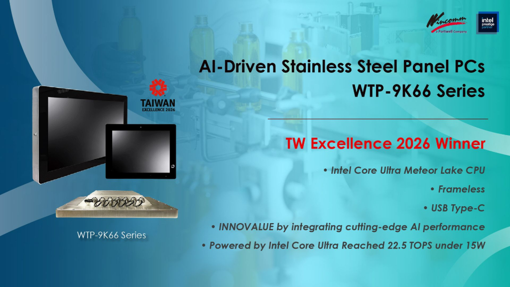 WTP-9K66-15 / 22 Series – Winning the 2026 Taiwan Excellence Award for AI-Driven Stainless Steel Panel PCs